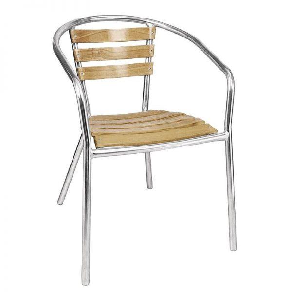 Stapelbare aluminium/essenhout stoel-0