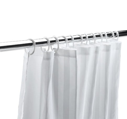 White Shower Curtain With Hooks, Hotel Shower Curtains And Rods