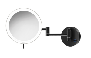 LED shaving mirror with double arm