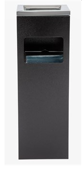 Square waste bin with ashtray